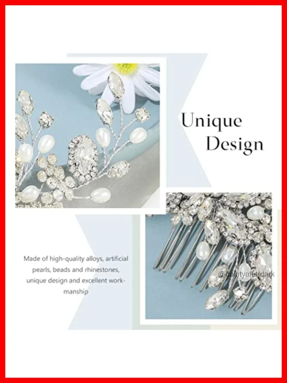 Crystal Pearl Bridal Hair Comb Wedding Side Piece Hair Accessory
